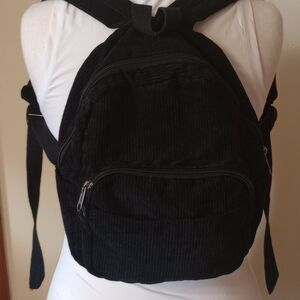 Stylish Black Corduroy Backpack